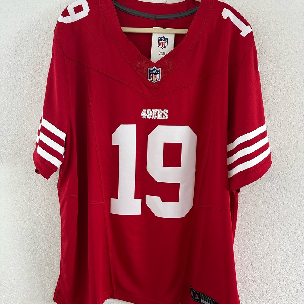 NFL Red On-Field V-Neck Jersey with NFL Shield